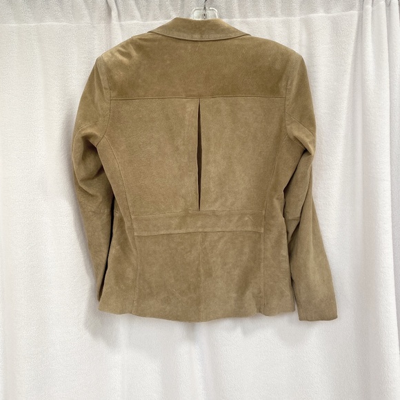 Liz Claiborne Tan Suede Leather Blazer Jacket, Size M - Picture 2 of 9